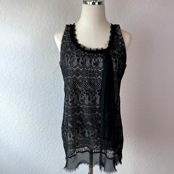 Vintage Y2K Cabi Lace Tank Top Black Goth Semi Sheer size Small Whimsygoth - Picture 1 of 9